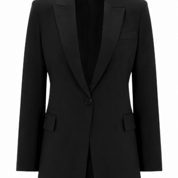 Black Single-Breasted Tailored Blazer with Notch Lapel