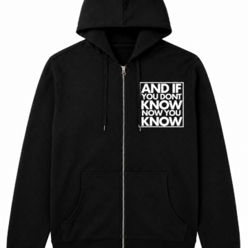 Black Relaxed Fit Full-Zip Hoodie with Chest Graphic