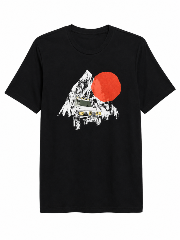 Black Graphic Print Crew Neck Short-Sleeve T-Shirt