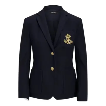 Dark Navy Tailored Blazer with Notch Lapel and Patch Pockets