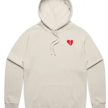 Light Beige Oversized Pullover Hoodie with Broken Heart Graphic