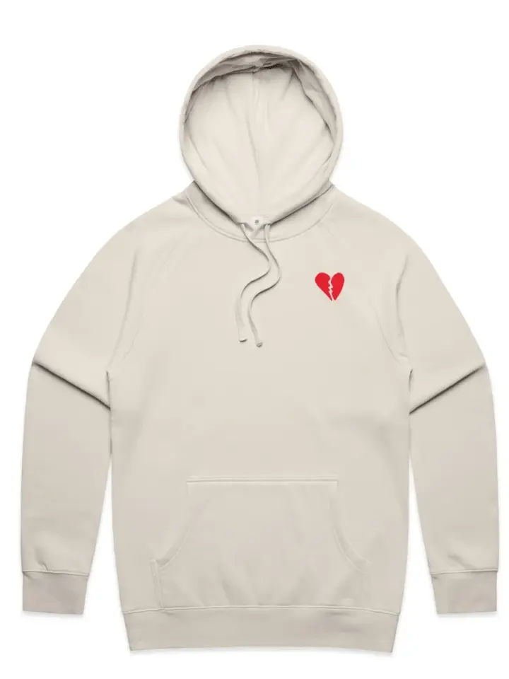 Light Beige Oversized Pullover Hoodie with Broken Heart Graphic