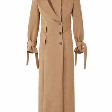 Camel Tailored Long Coat with Structured Collar