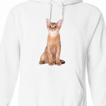 White Pullover Hoodie with Cat Graphic and Relaxed Fit