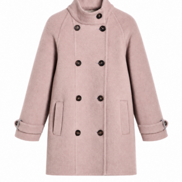 Dusty Pink Double-Breasted Wool-Look Coat