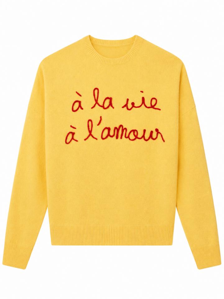 Bright Yellow Crew Neck Pullover Sweater