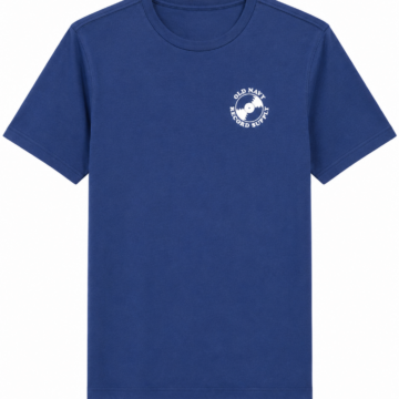 Blue Solid Crewneck Tee with White Logo