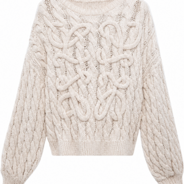 Off-White Chunky Cable Knit Crewneck Sweater Oversized