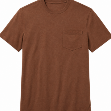 Brown Heather Crew Neck Short-Sleeve T-Shirt with Pocket
