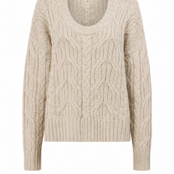 Light Oatmeal Cable-Knit Relaxed Sweater