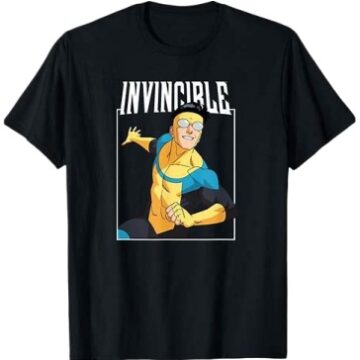 Black Invincible Superhero Graphic T-Shirt