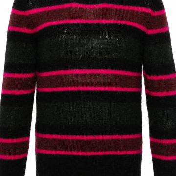 Black Striped Knit Sweater with Pink and Maroon Brushed Stripes