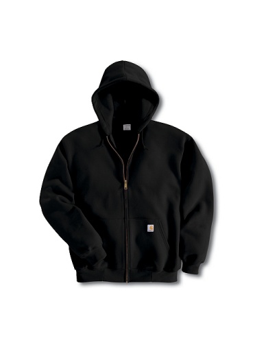 Black Full-Zip Hooded Sweatshirt with Oversized Relaxed Fit